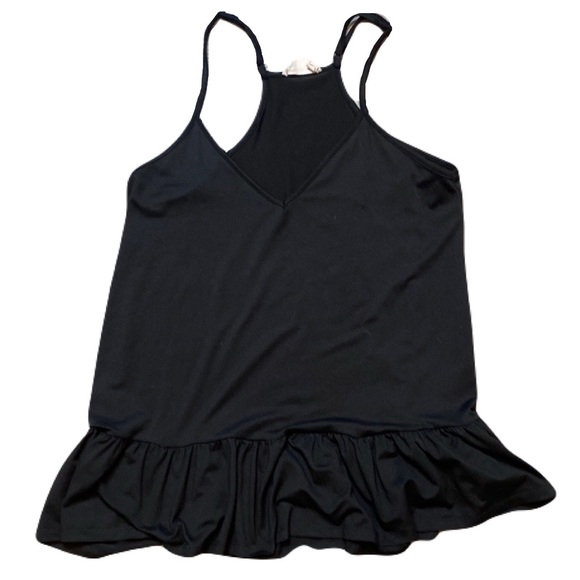 Ninexis Black Racerback Adjustable Strap Babydoll Tank Oversized Relaxed Size S - Picture 1 of 6